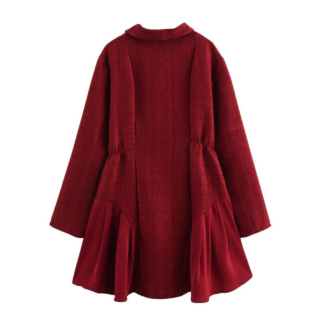 2025 Spring Women's Plus Size Chunky Knit Ruffle Dress - European & American Style