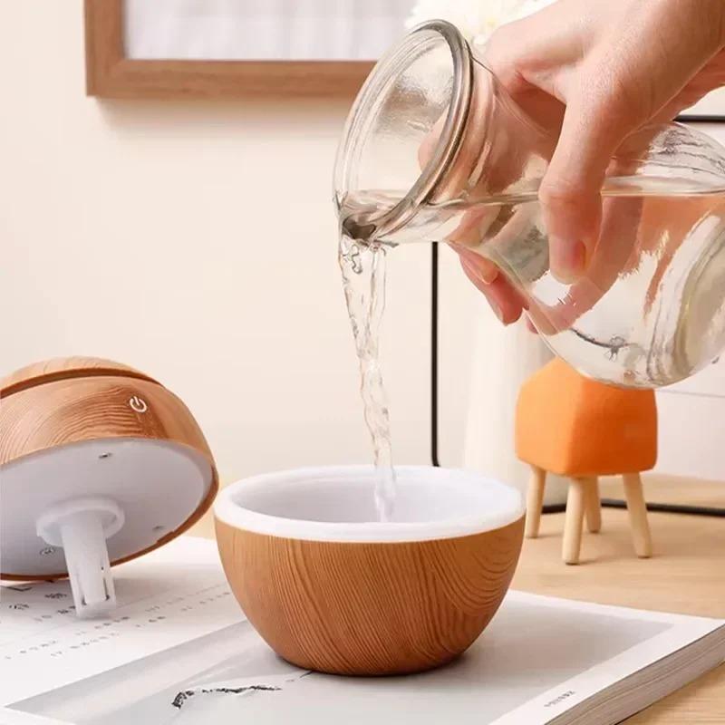 Mini Electric Humidifier for Bedroom Desktop Wood Grain USB Essential Oil Diffuser Cool Mist Sprayer Aromatherapy Air Humidifier