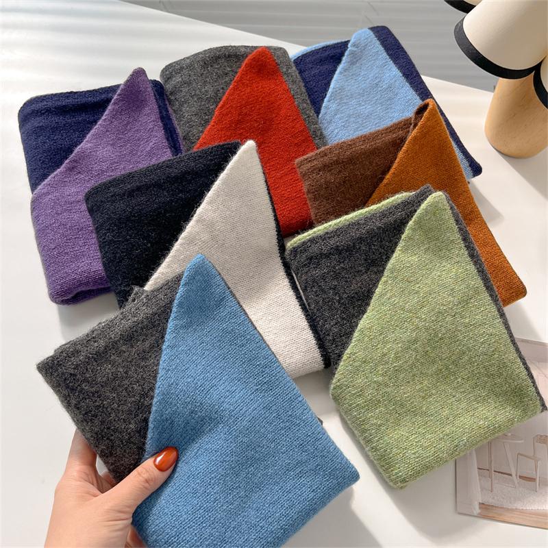 Women's Wool Scarf Shawl Winter Multi-Functional Warm Soft Knitted Solid Triangle Shawls Wraps Bandana Lady Scarves Headscarf