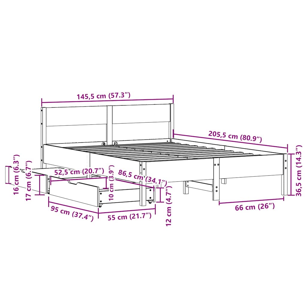 Solid Wood Bed without Mattress Wax Brown 140x200 cm Pine Wood