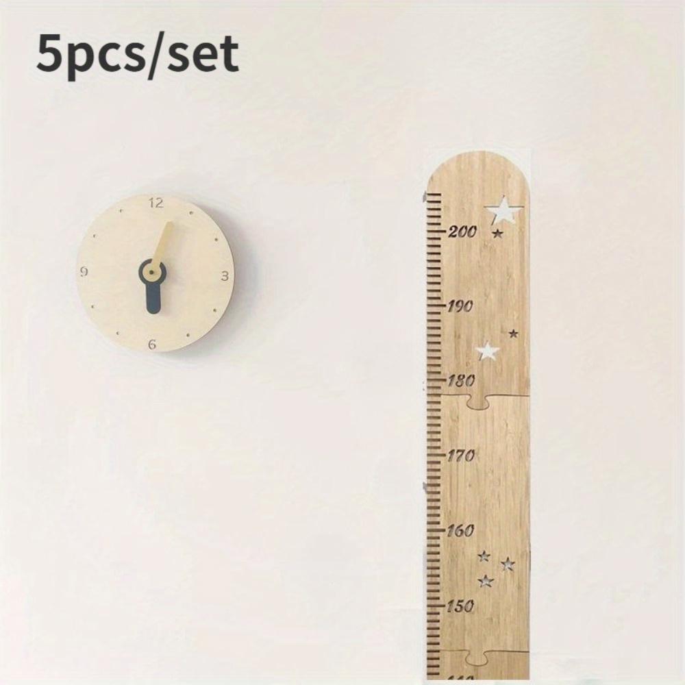 

5 шт./набор Детская ростовая шкала Линейка Практичное оборудование Инструмент Аксессуар для Девочки Мальчики Измерительные аксессуары wooden