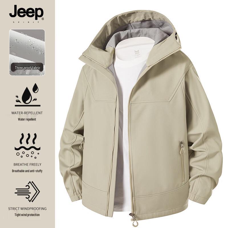 JEEP SPIRIT Men s Windproof Waterproof Fleece-Lined Hooded Jacket XL