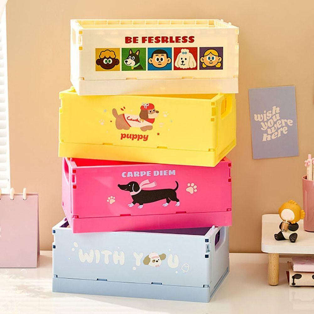Dopamine Foldable Storage Basket Cartoon Stationery Cosmetic Rack Sundry Organizer  Desktop