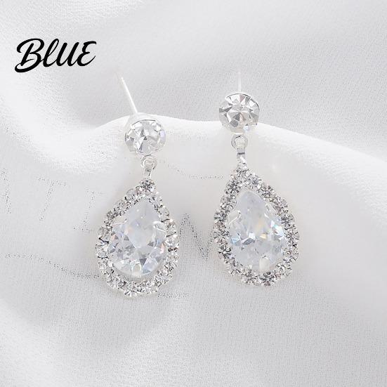 Zircon Pendant Necklace Crystal teardrop and Earrings Set for Women