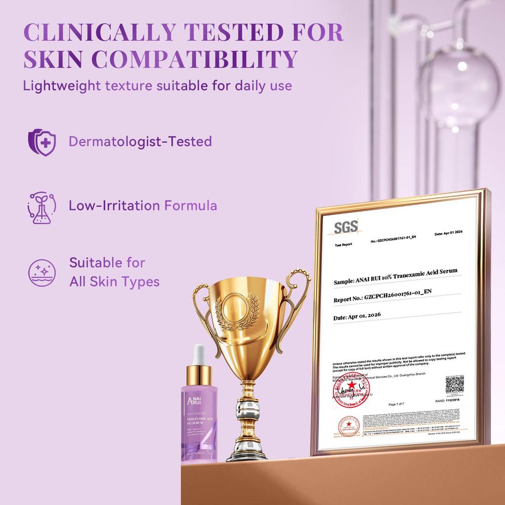 ANAiRUi Ser cu Acid Tranexamic 10% cu Niacinamidă și Acid Hialuronic pentru Ten cu Nuanță Inegală, 30/50ML