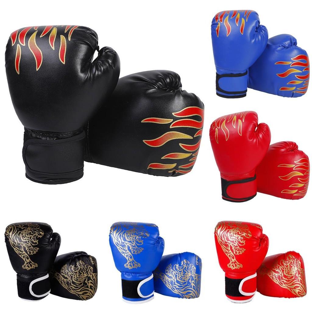 Tiger Flame Print Childrens Boxing Gloves Pu Material For Kids And Teens With Impact Protection For Training