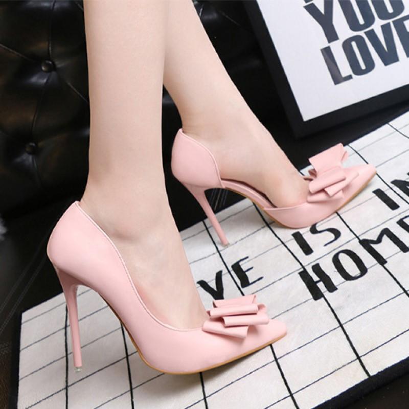 Tacón alto Estilo coreano Delicado dulce lazo-nudo Stiletto Tacón poco  profundo Boca puntiaguda Puntera Lateral Hueco Zapatos de mujer comprar a  buen precio — entrega gratuita, reseñas reales con fotos — Joom