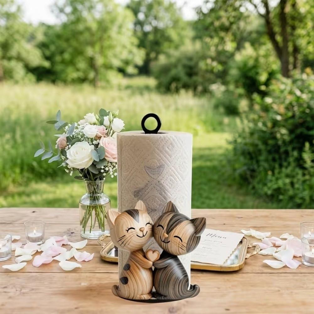 Cat Dog Christmas Tissue Holder Wooden Vertical Napkins Rack Tissue Storage Rack  Countertop