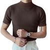 Herren Strukturiertes Rollkragen T-Shirt Einfarbig Kurzarm Slim Fit Basic T-Shirt Top
