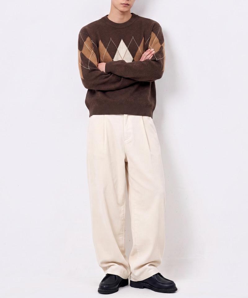 UNDEROFF Argyle Crop Knit Brown