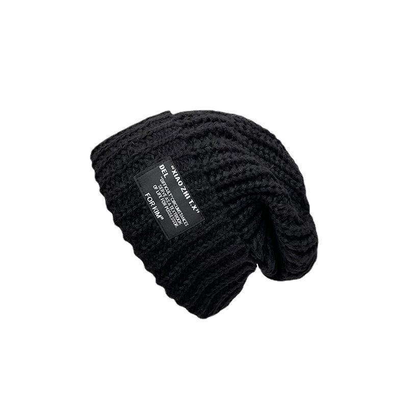 Big head circumference cloth wool hat, versatile in autumn and winter, showing the face, small cold hat, warm ear protection, knitted hat