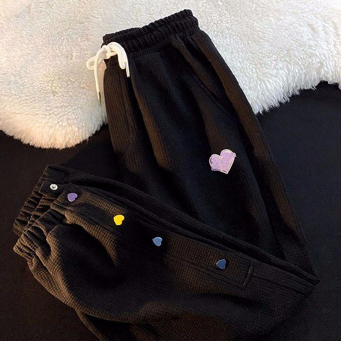 

Вафельные брюки для женщин весна-лето тонкий дизайн нишевые повседневные спортивные брюки ноги XL