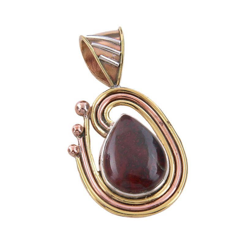 Natürlicher Blutstein 925er Massiv-Sterlingsilber Schmuck Zweifarbig Anhänger 1,50" l2t53