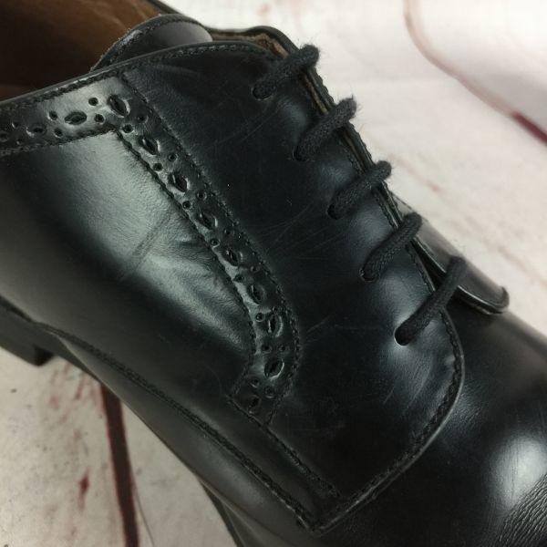80s Vintage Rare LOTTO CONCEPT All Leather Punch Cap Toe 46 28.5-29.5 Black Dress Shoes Business(USED)