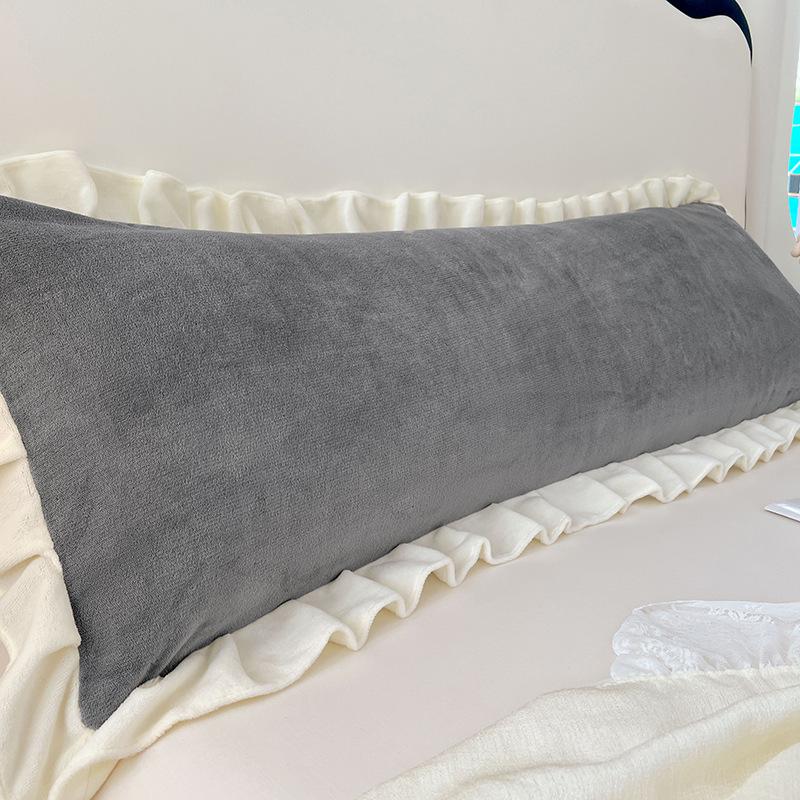 Solid Color Coral Fleece Flannel Pillowcase for Couples - Available In 1.2m, 1.5m, and 1.8m Sizes, Perfect for Winter Warmth.