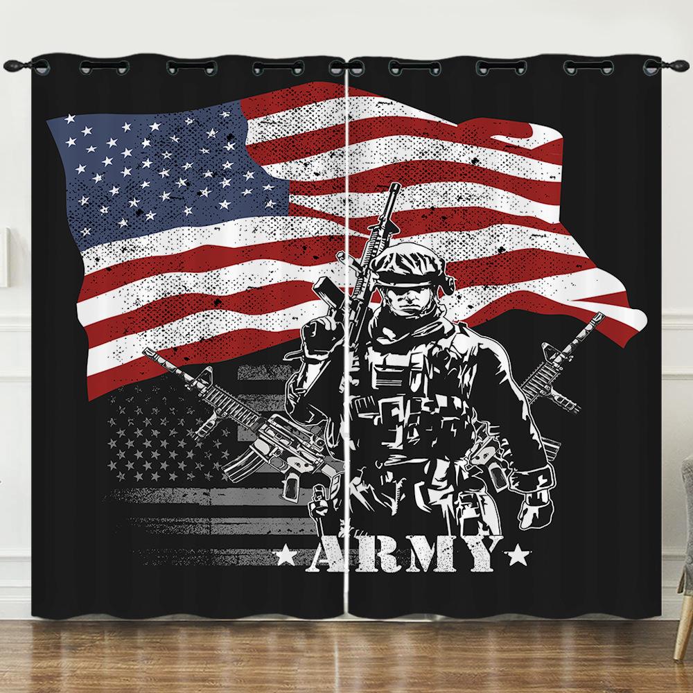 

Красные и синие флаги, шторы, солдаты, светонепроницаемые шторы, солнцезащитные шторы для спальни, без сверления 97cm*114cm*2