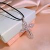 High Quality AAA Grade White Zircon Cross Necklace Men/Women Necklace Platinum Plated Party Wedding Jewelry Couple Gift Luxury Birthday Party Jewelry