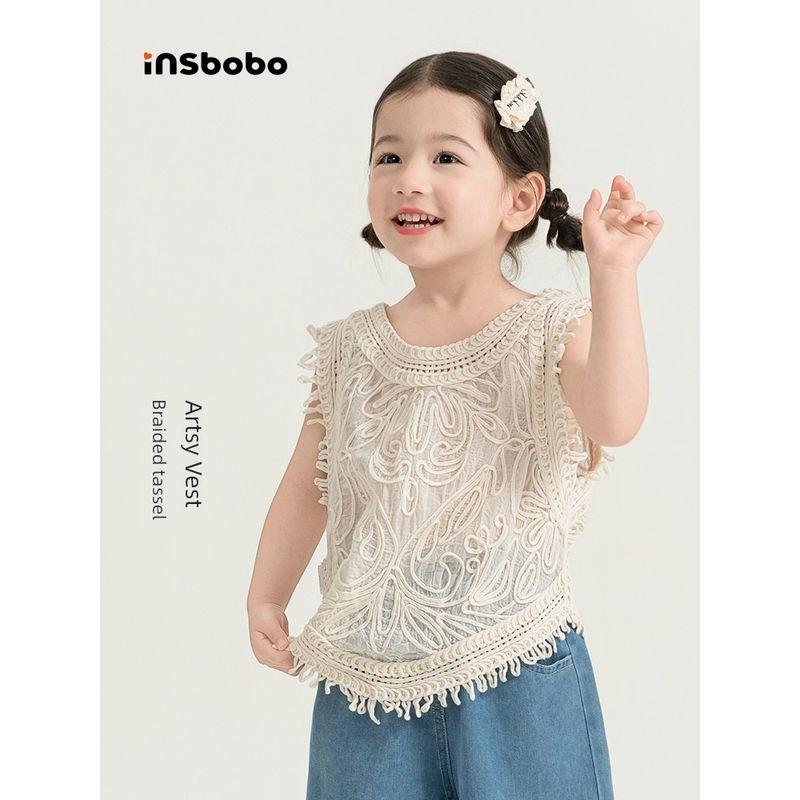 Insbobo Girl Summer Vest Kids New Sleeveless K-style Pure Color Casual Style round Neck Children's Clothing Women's Western Style