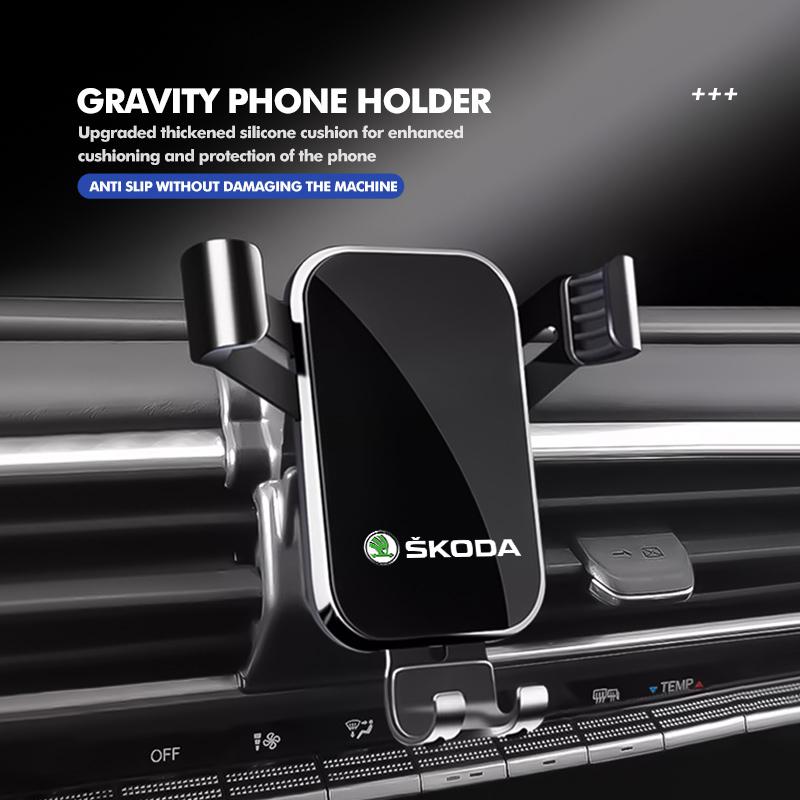 rjhwp8 For Skoda Air Outlet Gravity Phone Holder Car GPS Navigation Clamp Accessories Fabia Kamiq Superb Scala Enyaq-iV MK3 VisionS