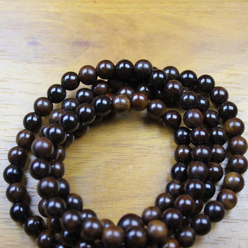 Petrified Jujube Wood Prayer Beads - 108 Handmade Lightning-Struck Beads Hand String Pendant
