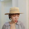 Korean Japanese Weaving Splicing Gradual Change Beige Casual Flat Top Top Hat Men And Women Summer Sunshade Sun Protection Beach Straw Hat