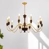 Mid-Century French Retro Candle Chandelier - Solid Wood, Ideal for Living Rooms, Dining Areas, and Bedrooms