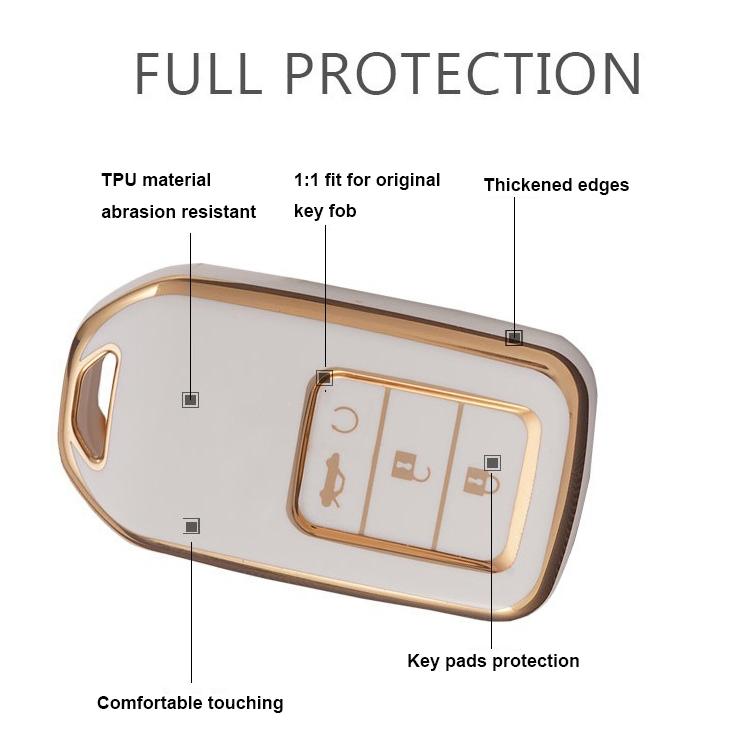 TPU Key Fob Cover Case Fit for Honda Crider City Fit Greiz Envix 3 Buttons Remote Key Shell