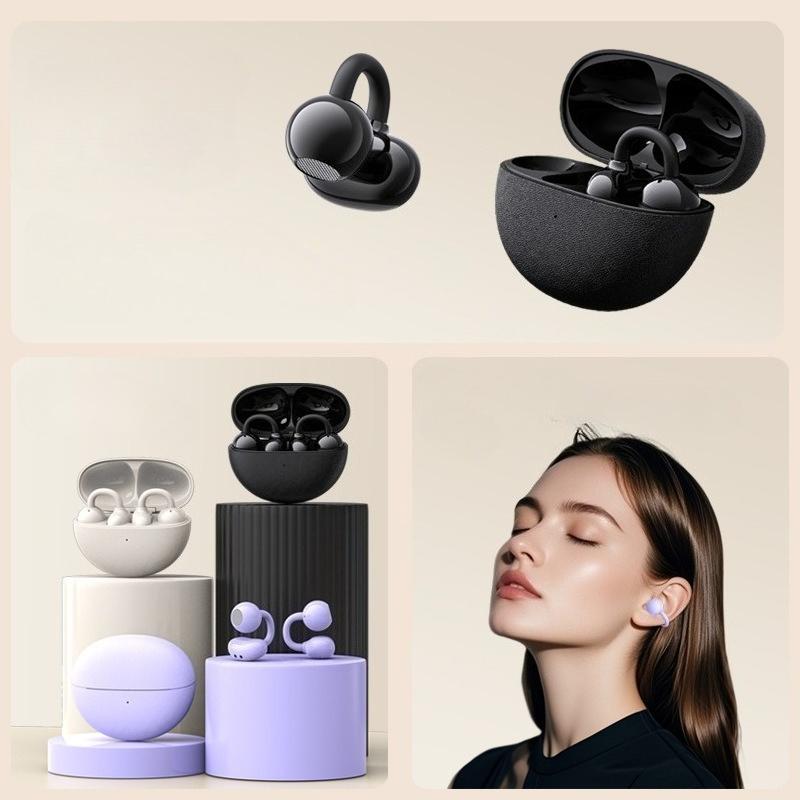 2025 new Clip06 leather bluetooth headset wireless noise canceling gaming ear clip long battery life does not fit in the ear