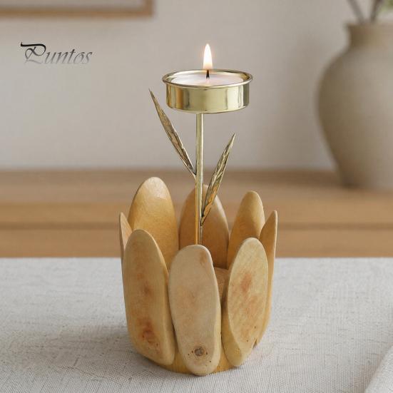 Natural Wood Candle Holder Wooden Glass Holder, Rustic Driftwood Ornament, Farmhouse Eco-friendly Tabletop Decor for Living Room Bedroom Office