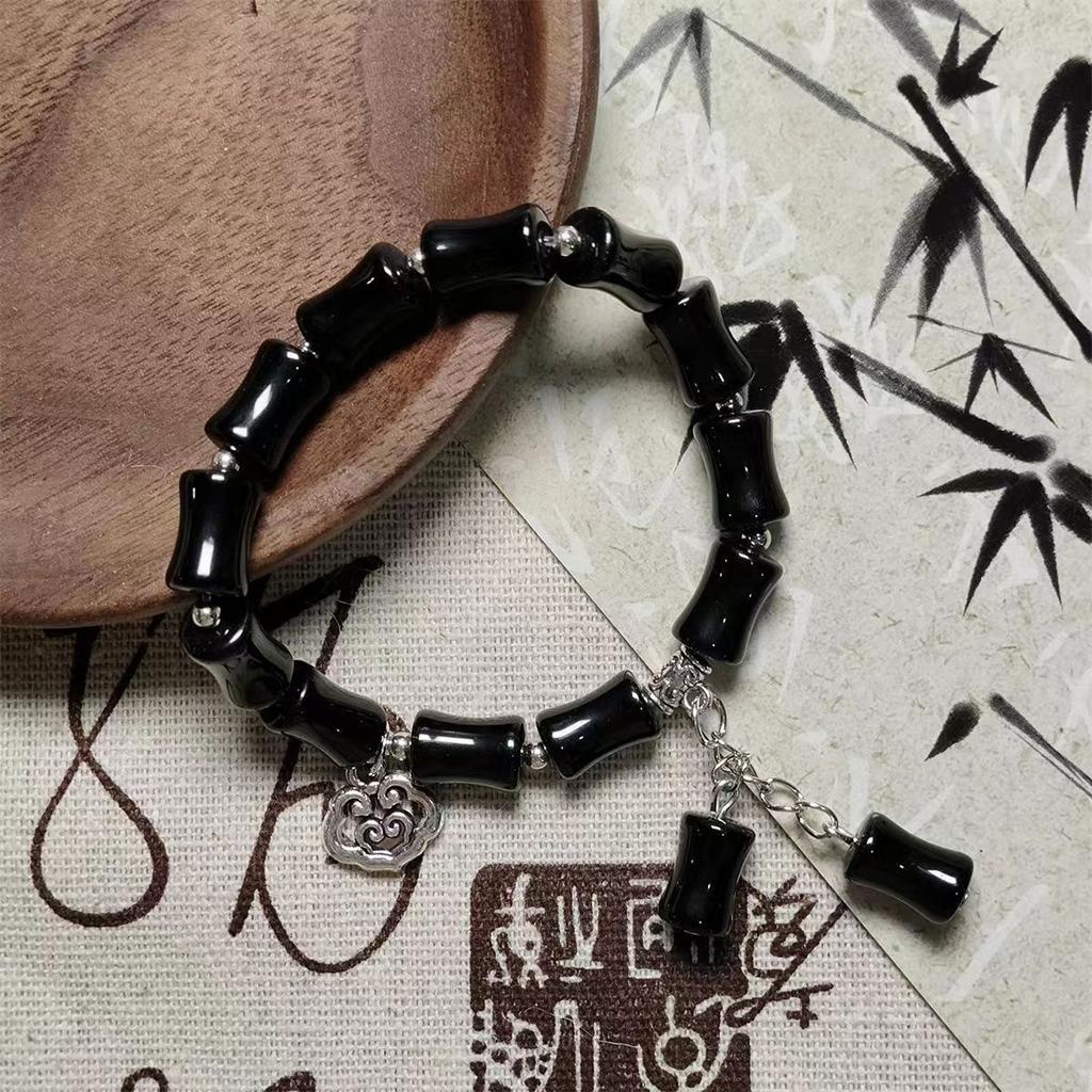 New Chinese Style National Style Bamboo Knot Peace Lock Tassel Bracelet Design Sense Niche Bracelet Personality Temperament Unisex Retro