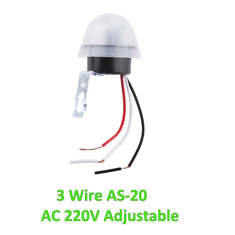 AS-20 Automatic On Off Photocell Street Light Switch AC/DC 12V 10A Photo Control Photoswitch Sensor Switch 4 Wire Adjustable