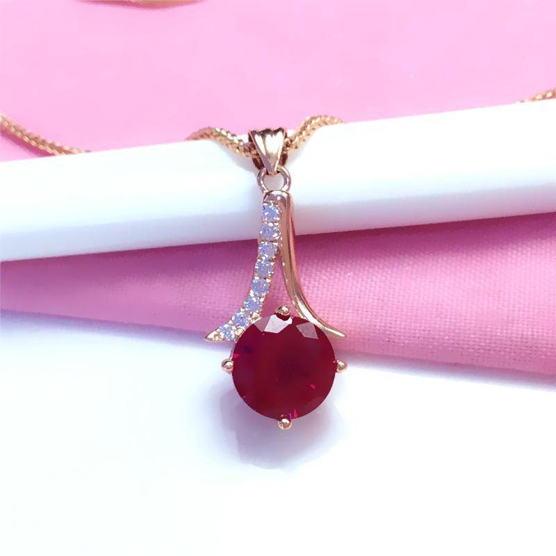 Pure Purple Gold Red Pomegranate Set Chain Flash Diamond Plated Rose Gold Color Gold Necklace Design