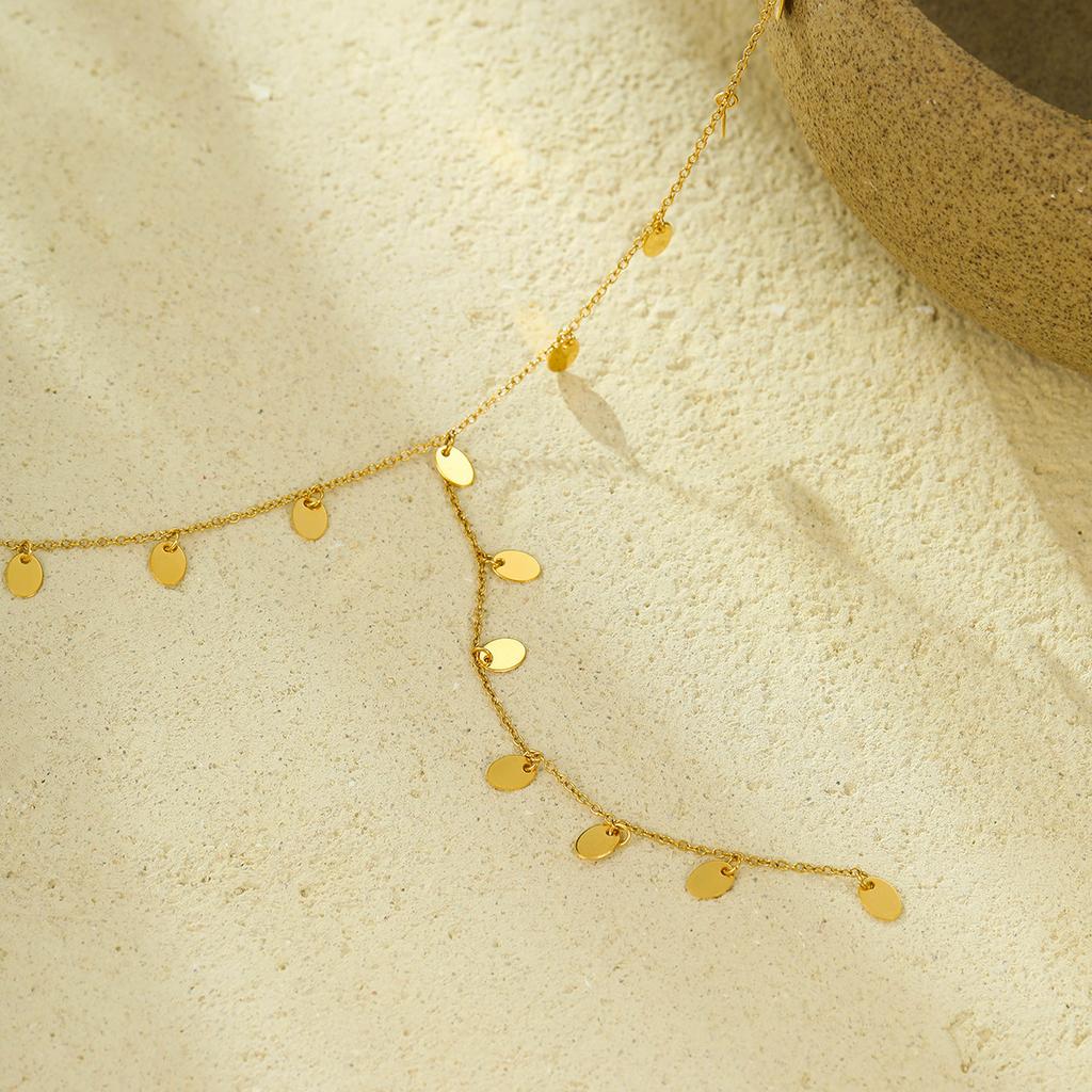 GEMCHIC Women's 18K Gold Plated Long Tassel Drop Necklace Adjustable Stainless Steel Chain