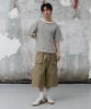 AGOD Back Incision Stripe Half T-Shirt [Ivory]