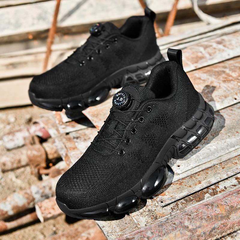 The New Breathable Woven Mesh Labor Protection Sports Work Shoes for Men Are Anti-crushing and Anti-piercing Steel Toe