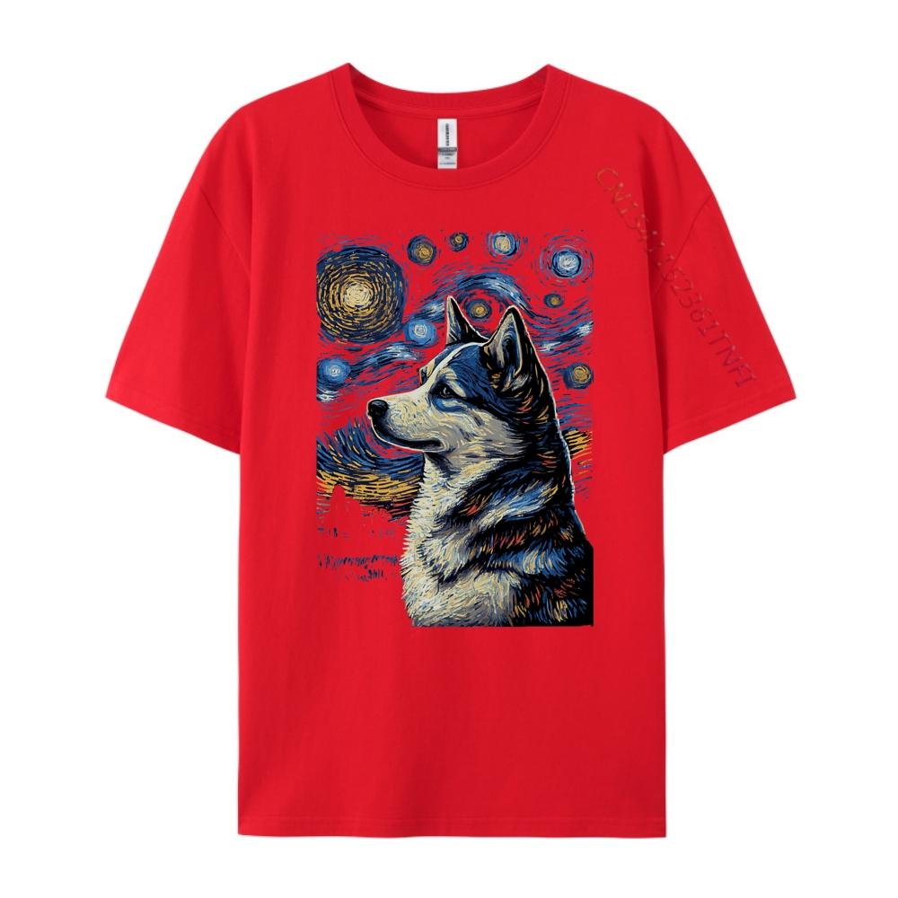 Husky Starry Night Christian Tshirt Men Christmas Mardi Gras Black Graphic Tees Autumn Luxury TShirt S