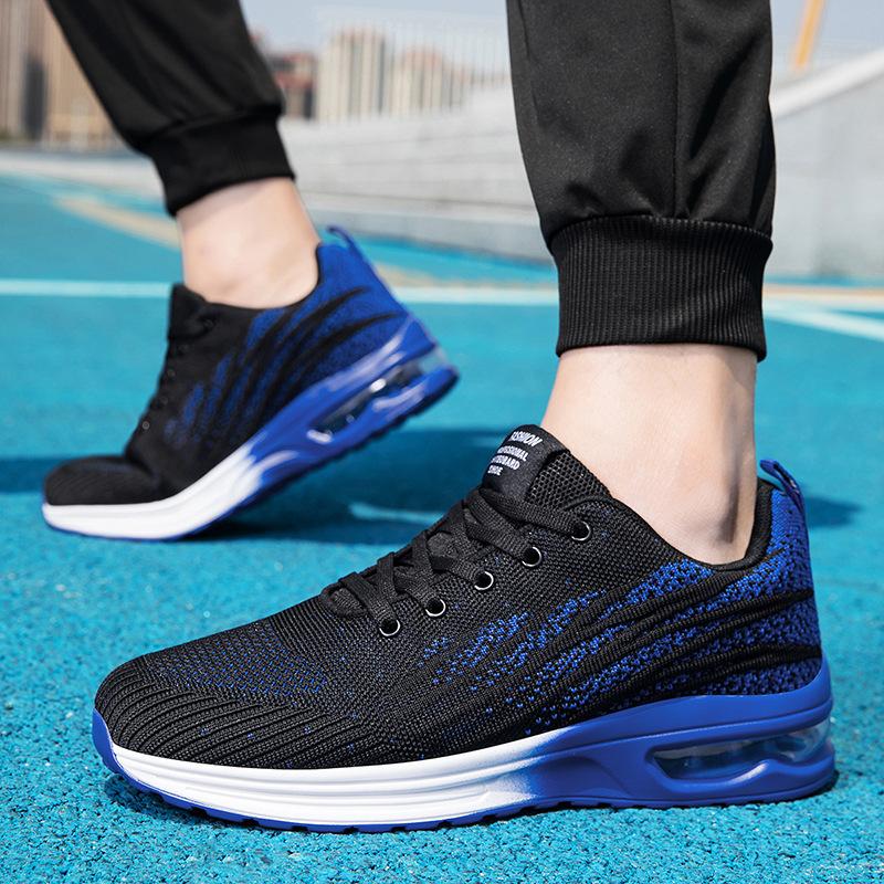 Plus Size 37-47 Sneakers Men Women Comfort Air-cushion Running Sports Shoes Breathable Knitted Trainers for Jogging Training
