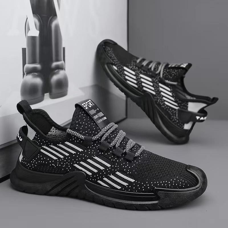 Sports Men's Shoes Summer Breathable Fly-woven Running Shoes Trendy Versatile Student Sports Shoes Soft Sole Lightweight Work Shoes