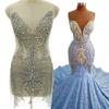 WDP-450 Keering Fashion Good Quality Handmade Beaded Crystal Rhinestone Bodice Dress Applique for Dress