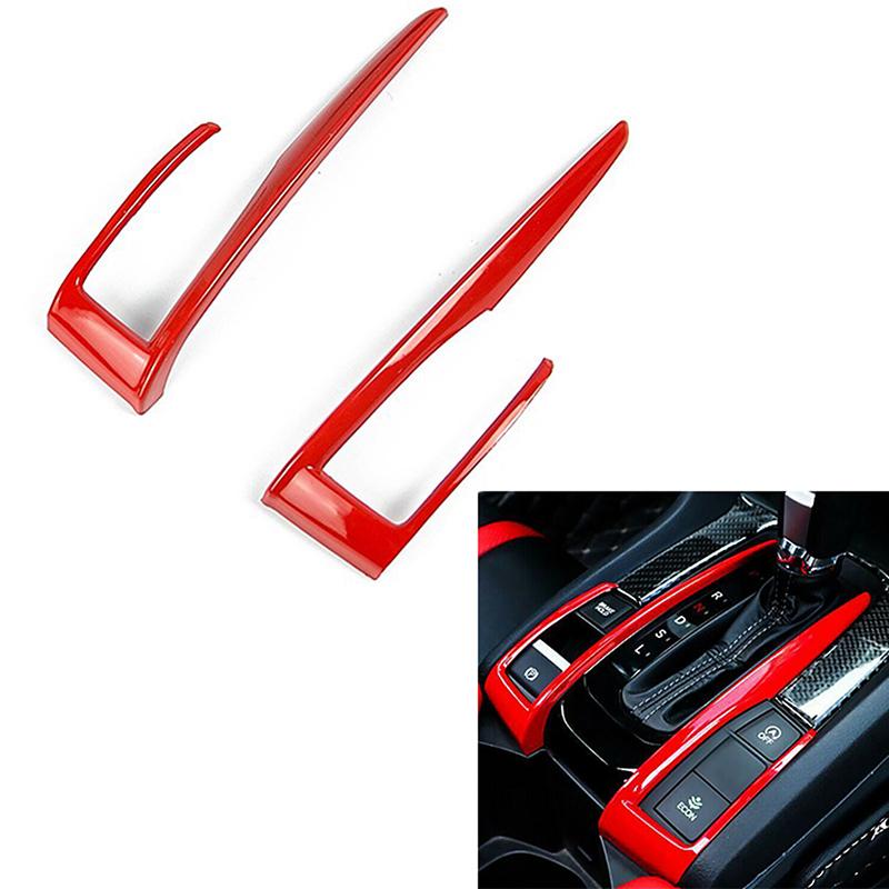 Red ABS Center Console Gear Shift Panel Frame Cover Trim Decoration Moulding For Honda Civic 10th Gen 2016-2021 Auto Car Accessories
