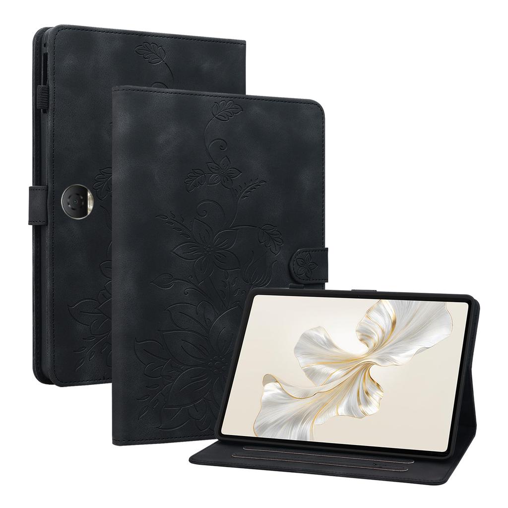 For Honor Pad 9 (Versions: Wi-Fi; 5G/Wi-Fi Also known as Honor Tablet 9). PU Leather Exquisite Floral Embossed Design Tablet Case