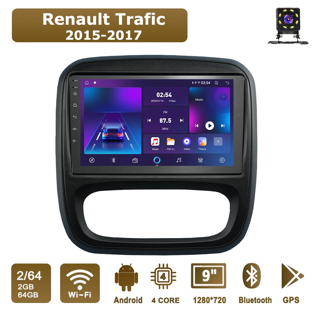 

Android Car-Play Car Radio For Renault Trafic 2015-2017 Multimedia Player Head Unit Stereo GPS Navigation BT WIFI,2+64GB чёрный