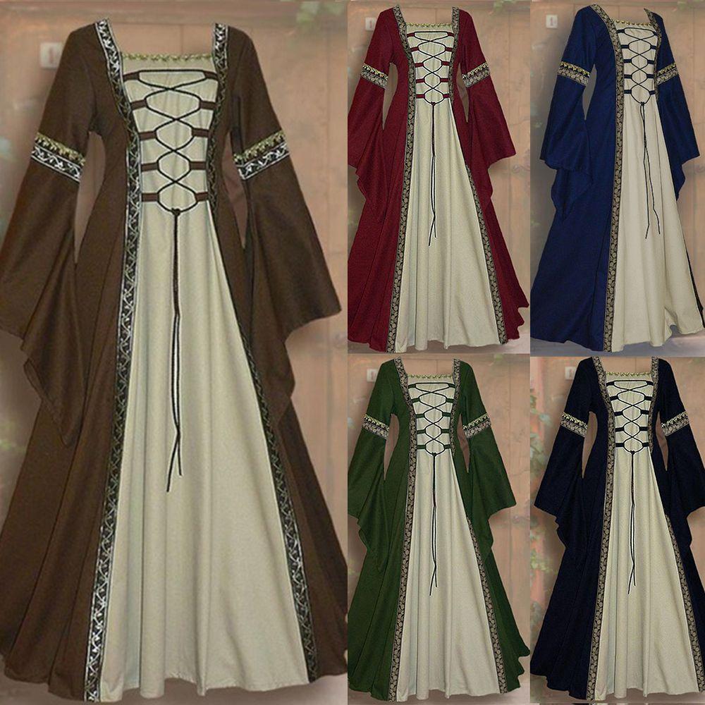 Vintage Gothic Renaissance Dress With Long Sleeves For Women's Cosplay Costume