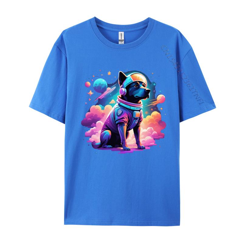 Dog In Space Tshrit Animal Lover Front Printed T Shirt Cotton Man Top TShirts Hot Sale Classic Tees