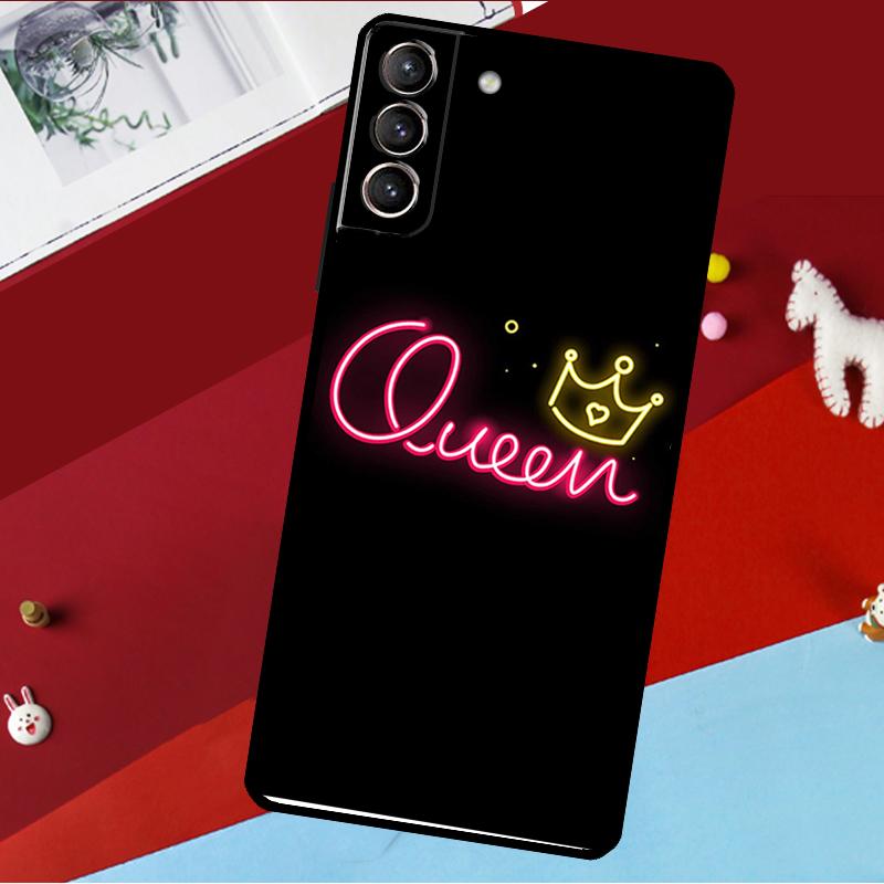 Cute King Queen Crown Funda For Samsung Galaxy S26 S25 S24 S21 S22 S23 Ultra S10 Plus S20 FE S25 FE Phone Case