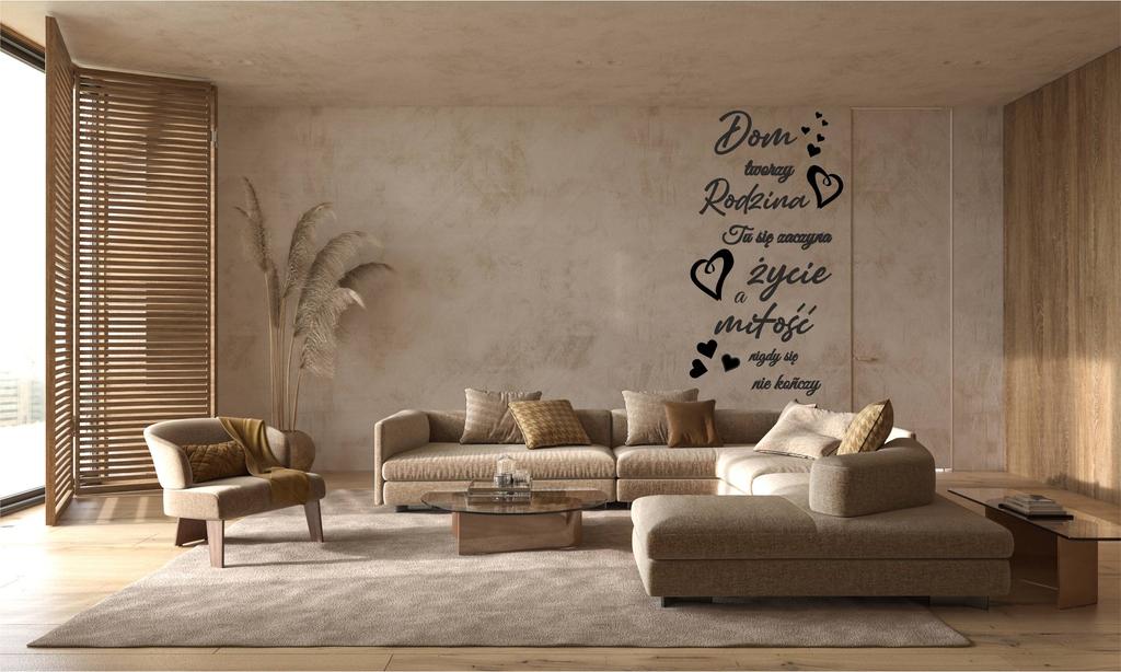 Naklejki na ścianę dom tworzy rodzina życie miłość serca 100x50cm nc_010