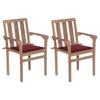 Day and Night - Day and Night Garden Chairs 2 Units with Cushions Wine Red Teak Wood