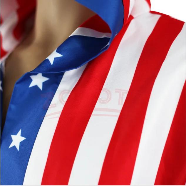 Costume de boxe drapeau américain pour adultes, avec Robe courte Rocky Balboa, Costume de Cosplay du jour de l'indépendance