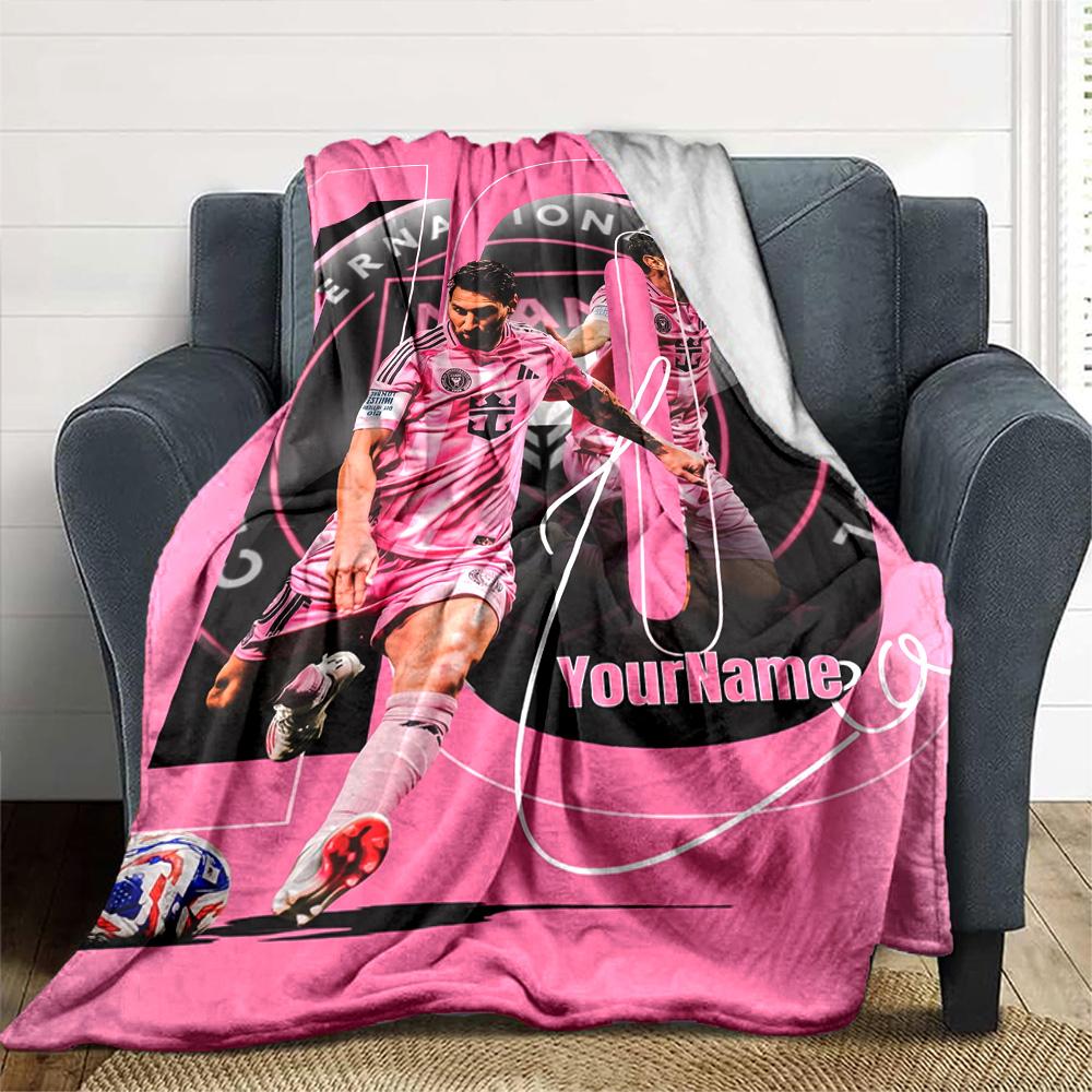 Messi Customize Your Name Blanket Cozy Customizable Blanket Ultra-Soft Great for Livingroom Chair Couch Picnics Ideal for All Seasons