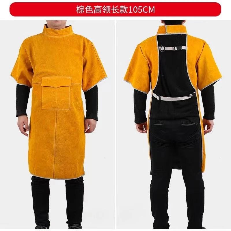 Leather Suede Electric Welding Protective Suit Anti-fire Scald Proof Flame Retardant Heat Insulation Clothing Work Apron